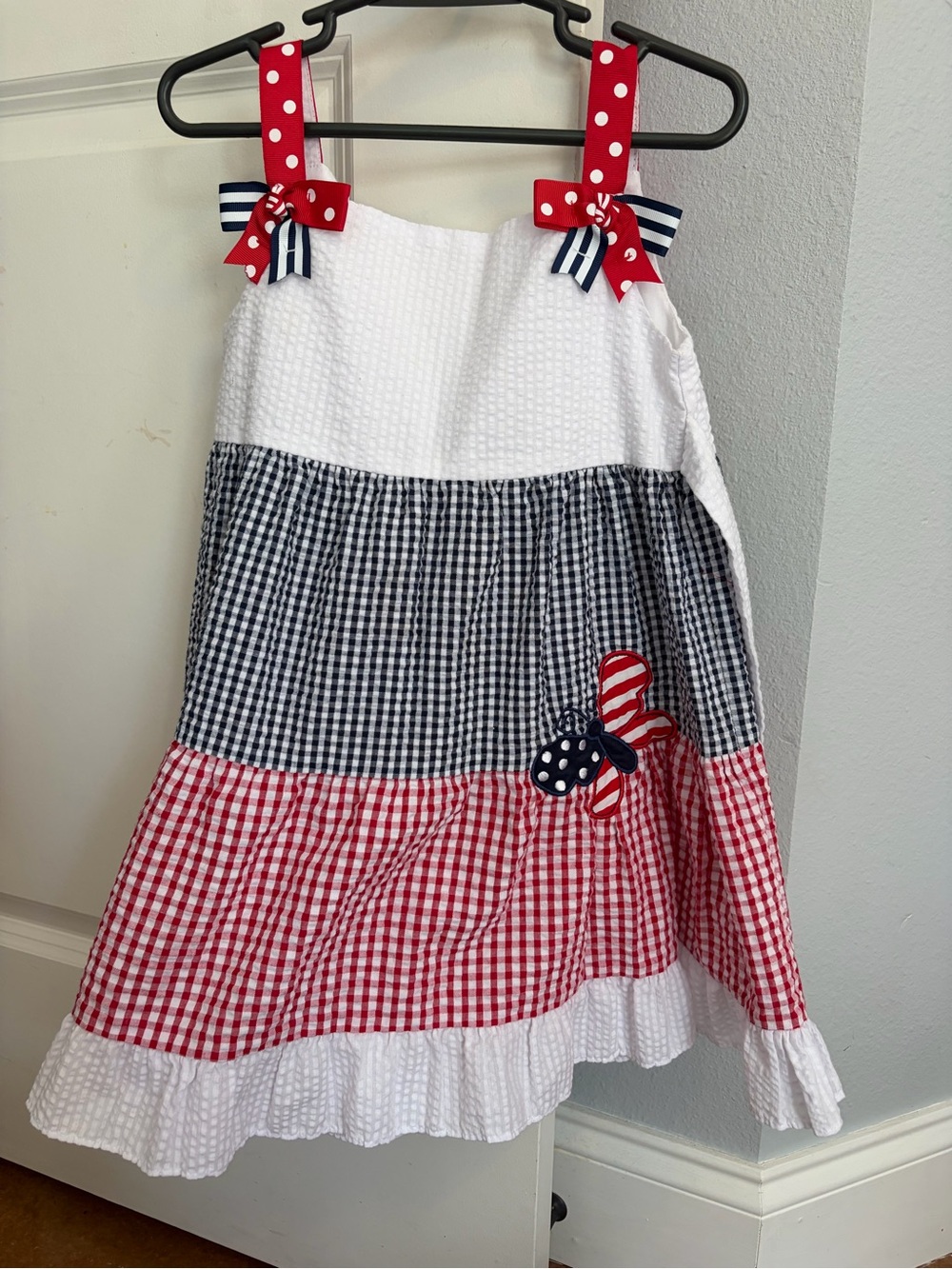 Emily Rose Red, White & Navy Gingham Tiered Sundress